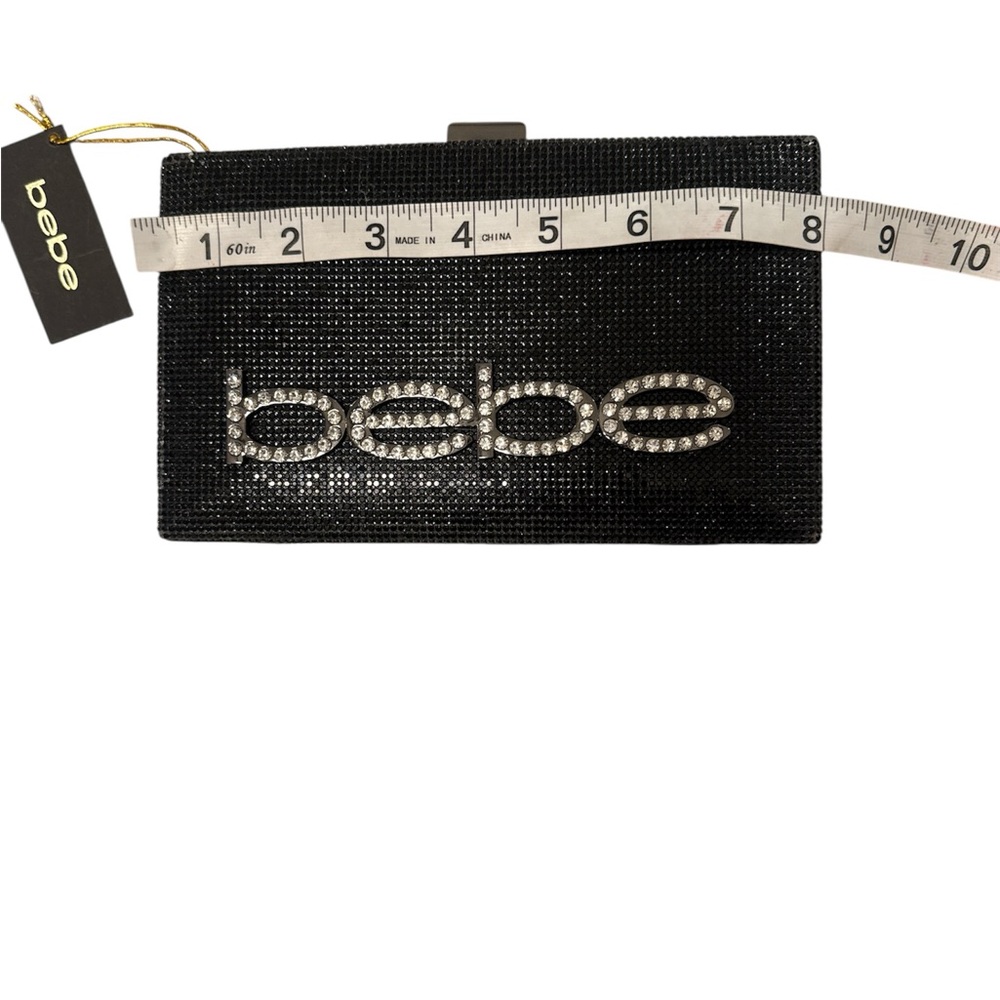 Bebe Sparkling Black Clutch with Silver Accents NWT - Picture 3 of 9